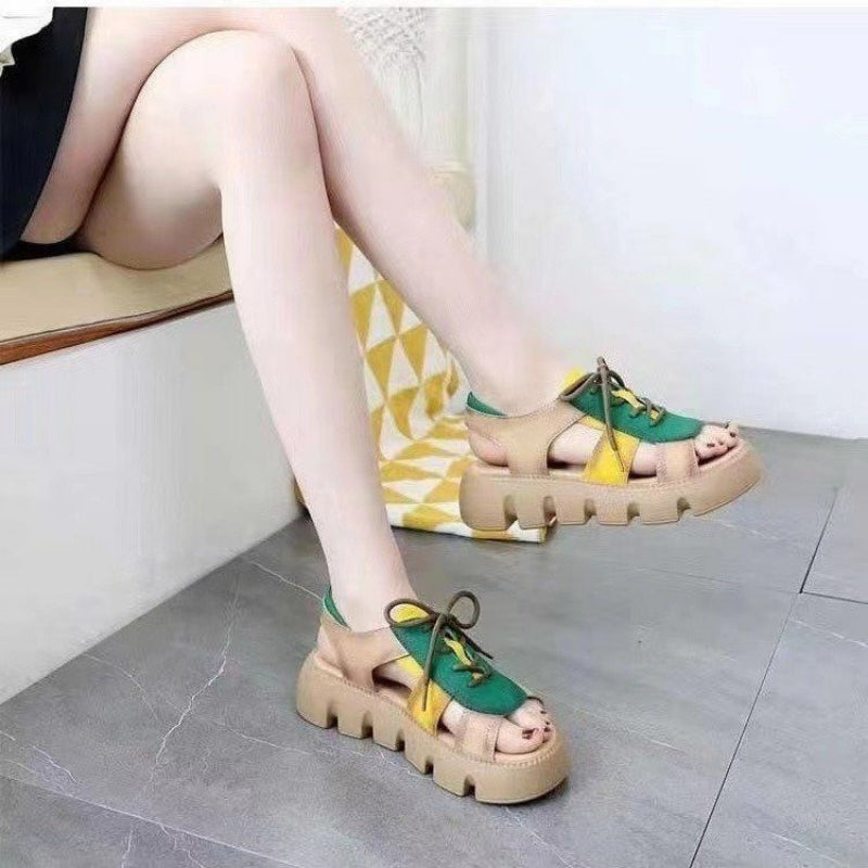 Nachtglanz™ - Elsa 2023 Neue Ankunft Frauen Farbe-Block Casual Sandalen
