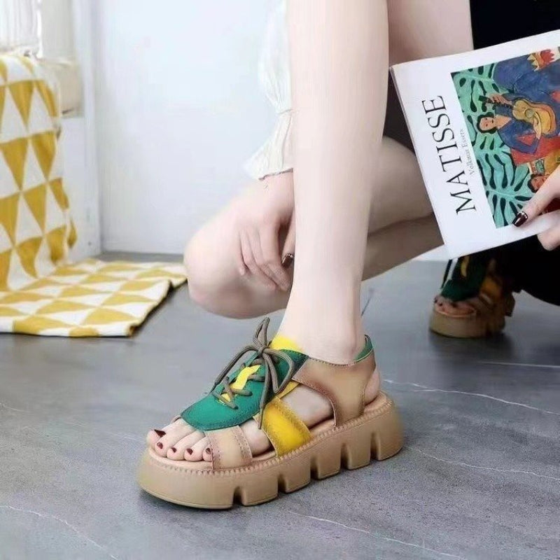Nachtglanz™ - Elsa 2023 Neue Ankunft Frauen Farbe-Block Casual Sandalen