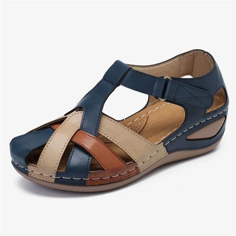 Retro Baotou Hohle Farblich passende Plateausandalen - Nachtglanz™
