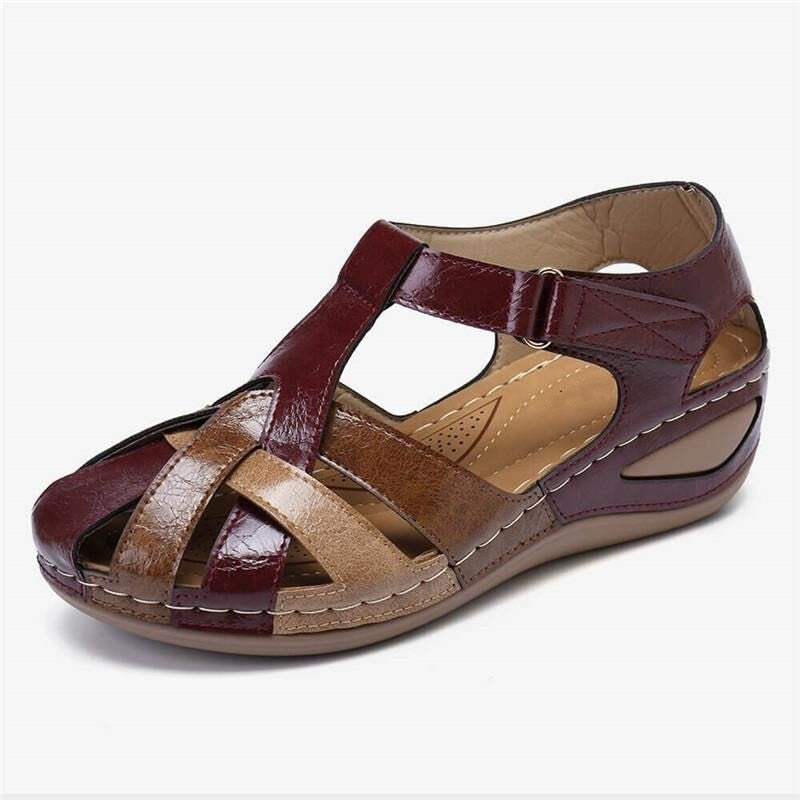 Retro Baotou Hohle Farblich passende Plateausandalen - Nachtglanz™