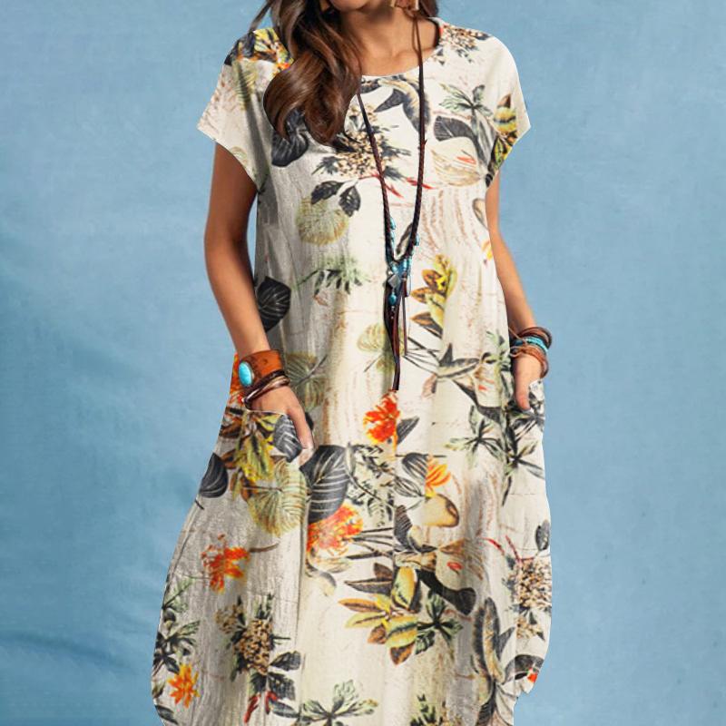 Nachtglanz™ Bequemes Blumen Retro Vintage Kleid