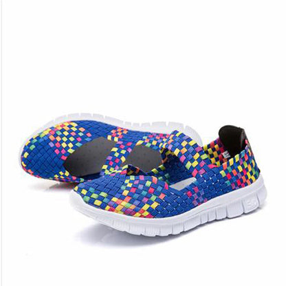 Atmungsaktive elastische Band gewebt leichte flache Schuhe