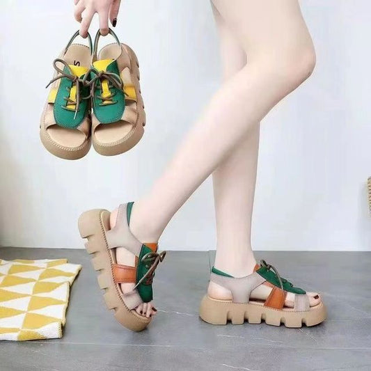 Nachtglanz™ - Elsa 2023 Neue Ankunft Frauen Farbe-Block Casual Sandalen