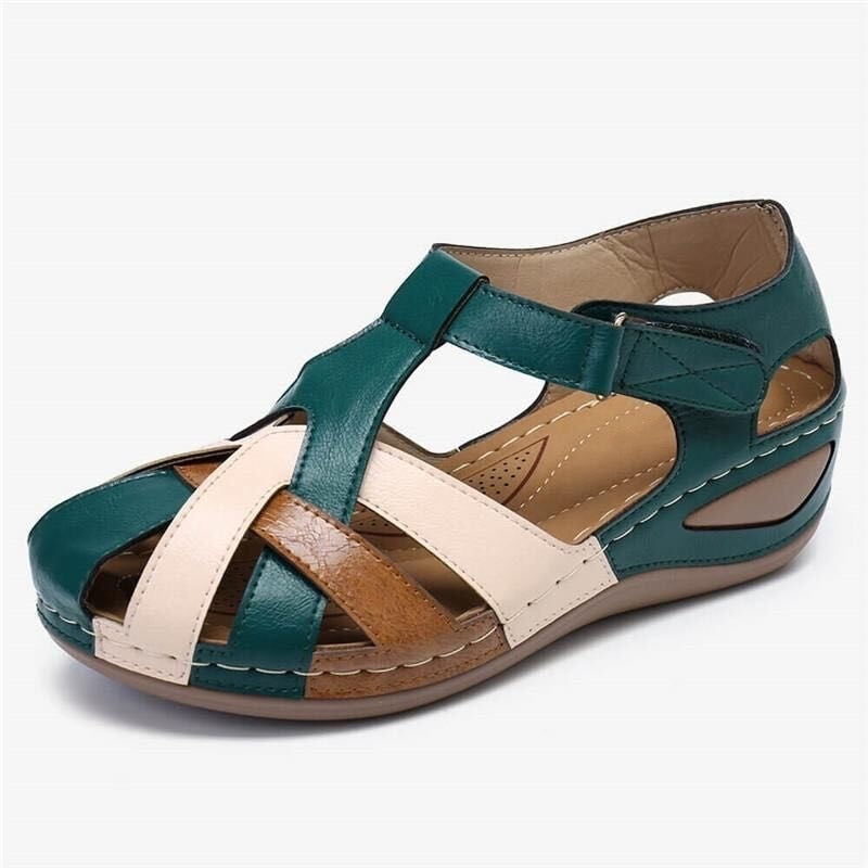 Retro Baotou Hohle Farblich passende Plateausandalen - Nachtglanz™