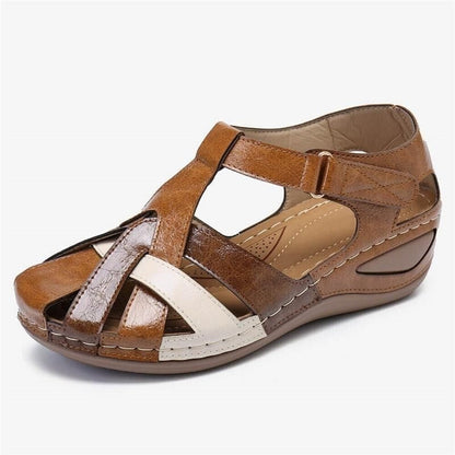 Retro Baotou Hohle Farblich passende Plateausandalen - Nachtglanz™