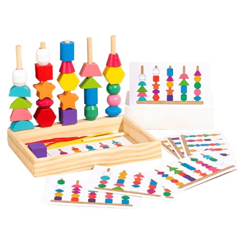 Wedhapy Wooden Lacing Beads – Bright Color Sequencing & Stacking Toy for Fine Motor Skills