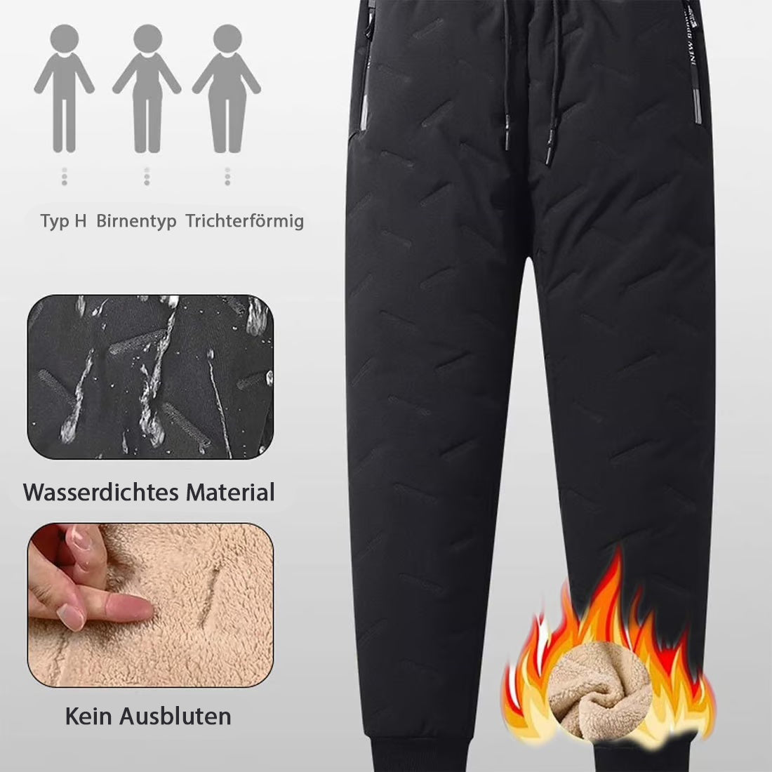 Unisex Fleece Jogginghose, Wasserdichte Dododz Hose, Winter Warm Fuzzy Leggings