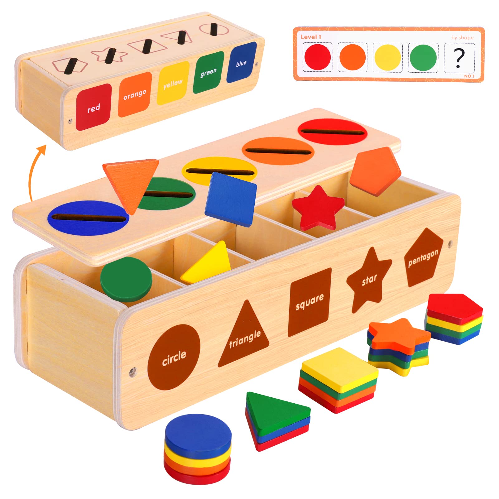 Montessori Wooden Toddler Toy – Color & Shape Sorting Educational Toy for Boys & Girls