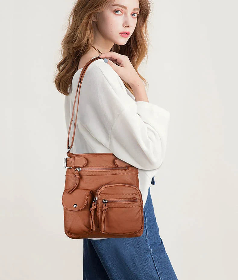 Crossbody-Tasche mit mehreren Fächern Weiche Umhängetasche