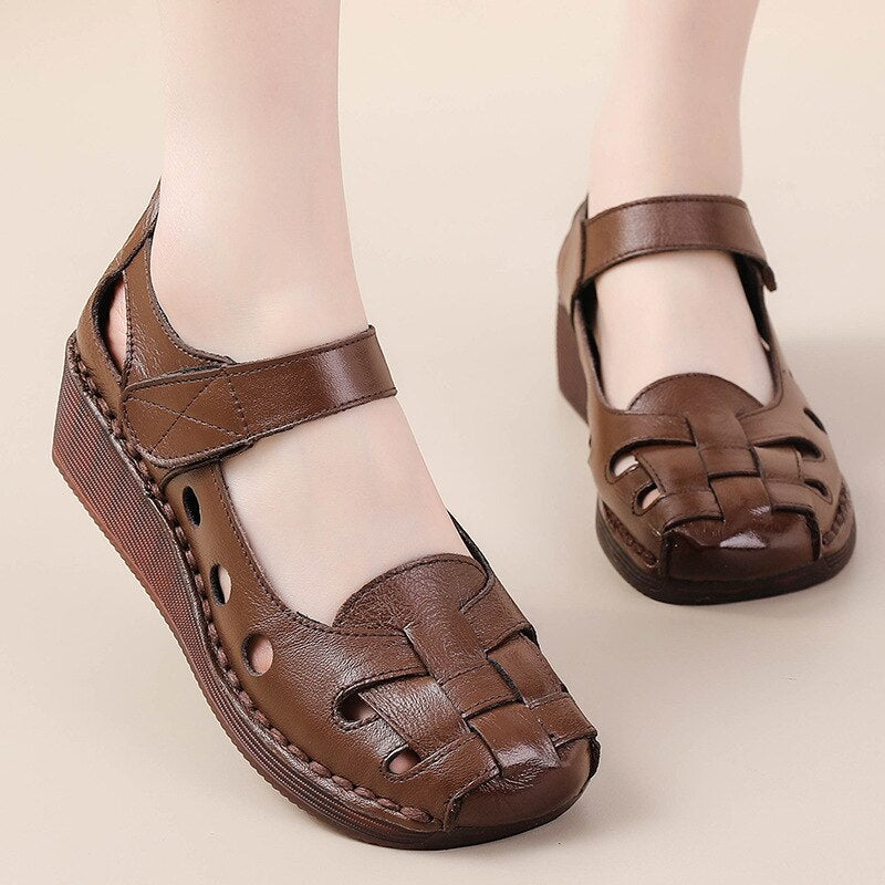 Sandalen aus echtem Leder für Frauen -  Nachtglanz™