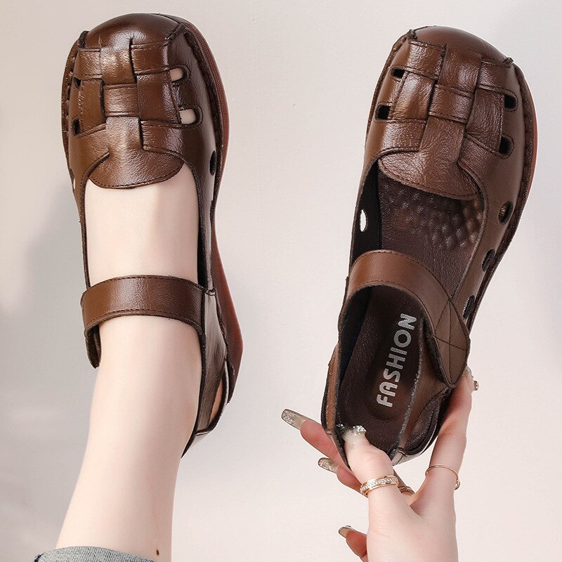 Sandalen aus echtem Leder für Frauen -  Nachtglanz™