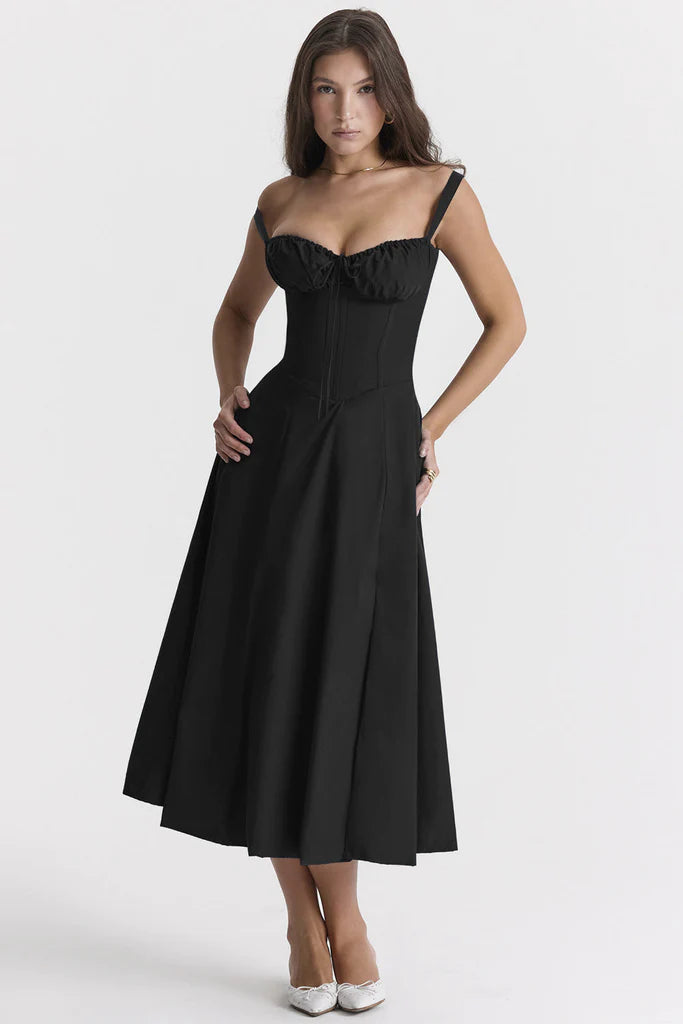 Geblümtes Bustier-Kleid mit Taillenformung