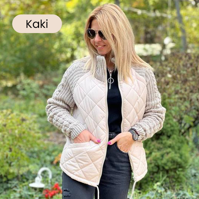 ❄️Herbst- und Winterangebote🍂 Patchwork-Strick-Daunenjacke für Damen