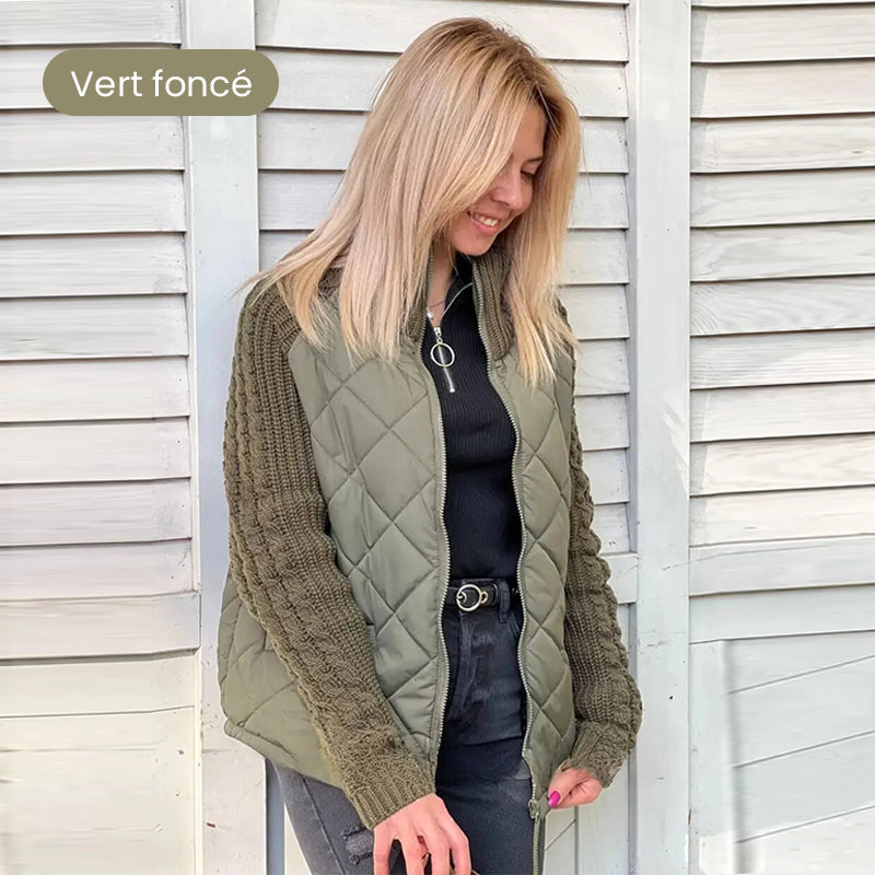 ❄️Herbst- und Winterangebote🍂 Patchwork-Strick-Daunenjacke für Damen