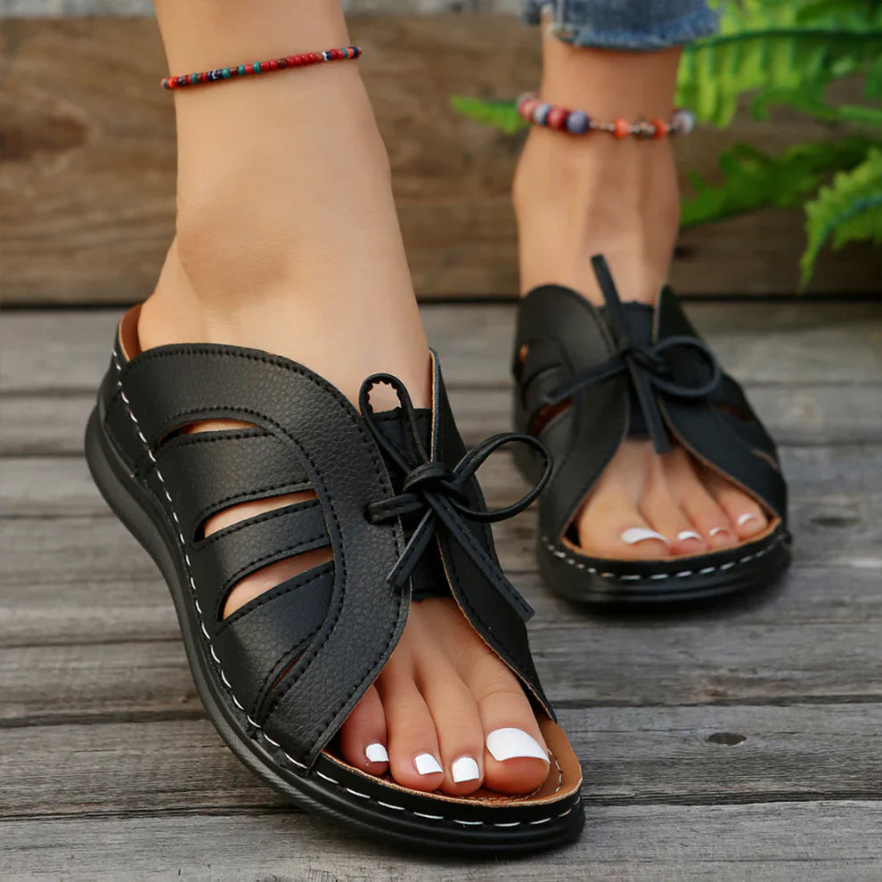 Nachtglanz™ Uniqcomfy Sport Keilsandalen mit Schleife als Knoten