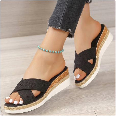 Ella Frauen Sandalen Wedges Heels Sommerschuhe-Nachtglanz™