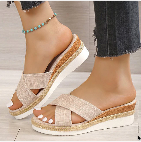 Ella Frauen Sandalen Wedges Heels Sommerschuhe-Nachtglanz™