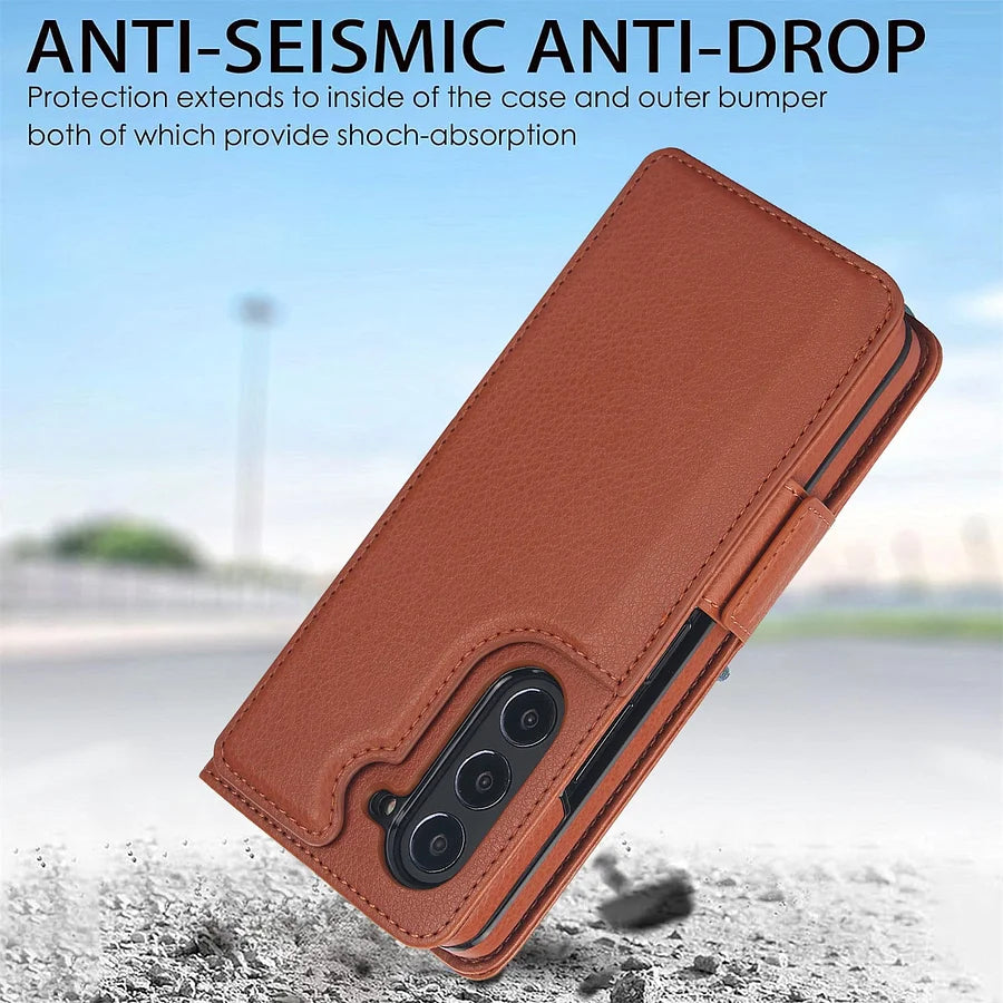 Geeignet für Samsung ZFold3/4/5/6 Multifunktionale Ledertasche