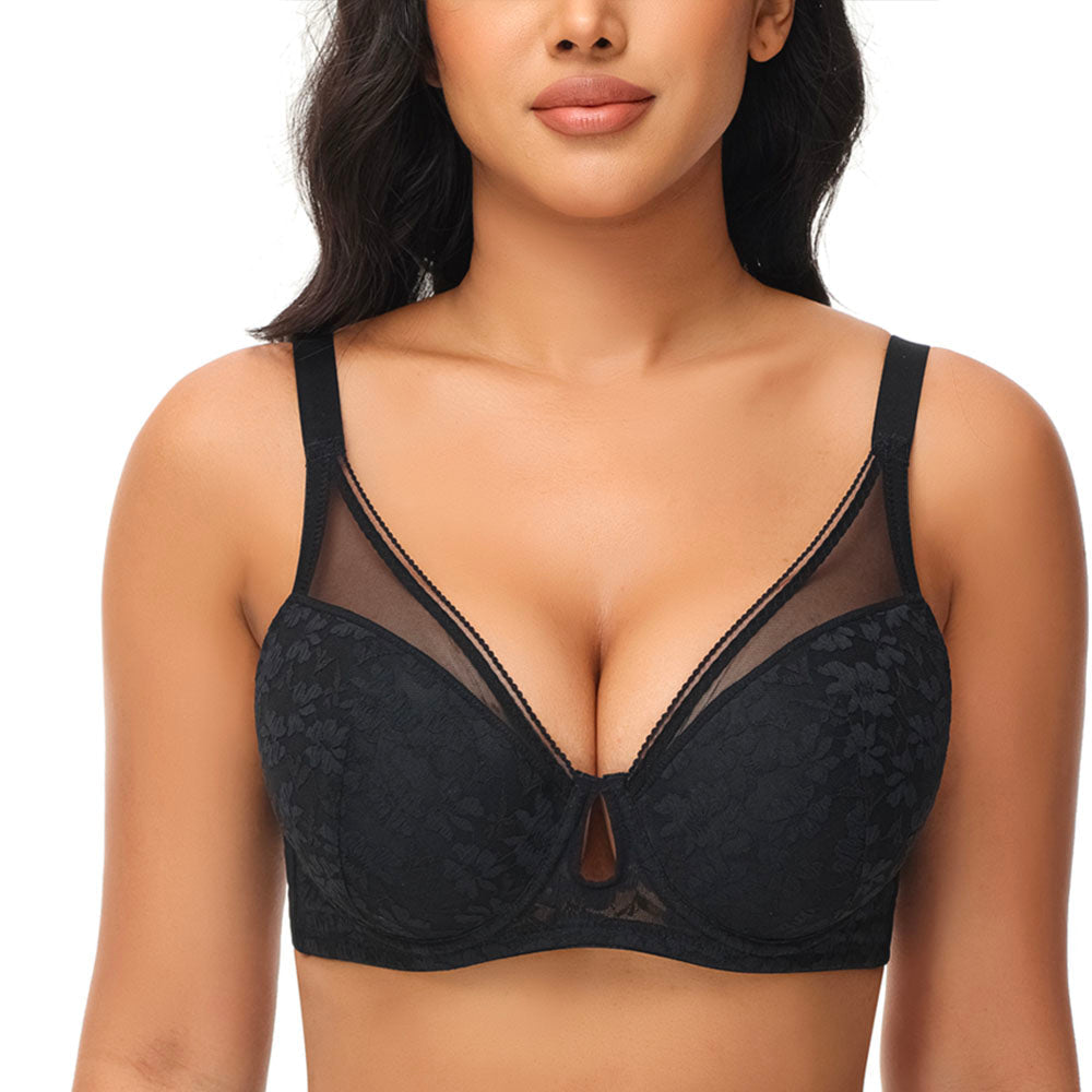 Nachtglanz™ Elegance Essence: Sensual Hollow-Out Push-Up Bra for Curves