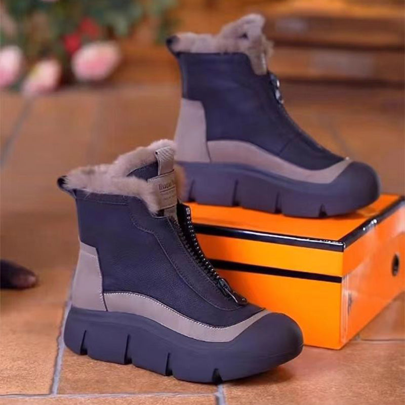 Wasserdichte, warme Damen-Schneestiefel mit Reißverschluss