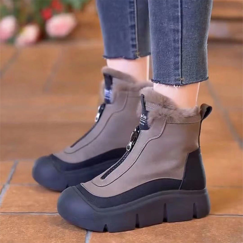 Wasserdichte, warme Damen-Schneestiefel mit Reißverschluss